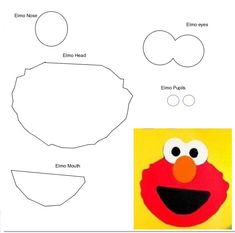 the paper cut out for elmo from sesame