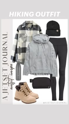 Shop now: https://www.ajetsetjournal.com/2022/01/07/hiking-outfit-ideas-shackets-beanies-boots-and-more/ Casual Hiking Outfit, Hiking Outfit Ideas, Winter Camping Outfits, Camping Outfits For Women, Walking Outfits, Hiking Outfit Women