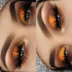 Interesting Makeup Looks, Orange Makeup Looks, Makeup Looks Pretty, Eyeshadow Makeup Looks, New Makeup Looks, Sunset Eyeshadow, Orange Eye Makeup, Maquillage Yeux Cut Crease, Make Up Designs