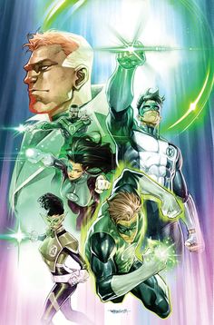 green lantern and the green lantern team up in front of an image of two men