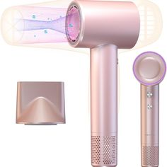 Hair Dryer, Xsooh 160000 Rpm High-Speed Brushless Motor Travel Portable Blow Dryer For Curly Straightener Hair, Professional Quiet Small Negative Ionic Hair Dryer Nozzle, Rose Gold Hair Care At Home, Hair Dryer Brands, Hair Dryer Diffuser, Hair Diffuser, Ionic Hair Dryer, Edges Hair, Blow Dry Hair, Professional Hair Dryer, Blow Dryer