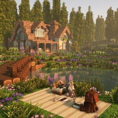 Minecraft World Themes, Minecraft Hillside House, Pretty Minecraft Houses, Cottage Minecraft, Minecraft Blocks, Bangunan Minecraft, Minecraft House Plans, Minecraft Farm, Minecraft Cottage