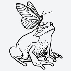 a frog with a butterfly on its back