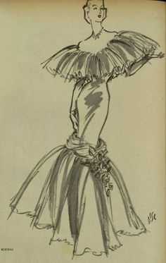 a drawing of a woman in a dress