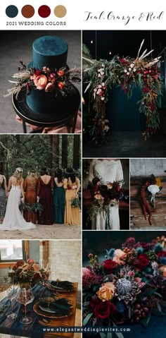 a collage of different wedding colors and details