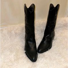 Unused Women's Original Pull&Bear Size 39 Boots Casual Round Toe Heeled Boots For Rodeo, Black Mid-calf Boots For Rodeo In Winter, Black Mid-calf Boots For Winter Rodeo, Winter Rodeo Black Mid-calf Boots, Black Mid-calf Boots For Rodeo And Winter, Black Wide Calf Heeled Boots For Rodeo, Casual Black Heeled Boots With Snip Toe, Black Mid-calf Boots For Rodeo In Fall, Casual Black Snip Toe Mid-calf Boots