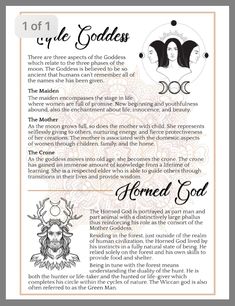 an article about the three goddesss and their meanings, with text in black ink