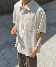 Collar Polo Shirt, Blouse Man, Man Dressing Style, Indian Men Fashion, Pleated Shirt, Ideal Man, Future Outfit, Mens Outfit Inspiration, Linen Casual