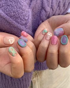 Japanese Gel Nail Designs, Nail Korean, Pastel Nail, Asian Nails, Hello Nails, Hippie Nails, Beauty Nails Design, Aesthetic Nails, Cute Gel Nails