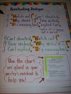 a bulletin board with writing on it and instructions for using them to help students learn how to