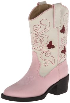 PRICES MAY VARY. Step out in style with these super-cool western boots. Perfect for the child who doesn't ride but wants to look the part. Man-made upper is decorated with western-inspired cutouts and embroidery. Boot straps at the sides for easy on and off. Decorative stitching adorns the toe. Embroidered Roper™ logo decorates the side. Light-up heel or shaft adds some extra fun. Single-stitch welt. Durable rubber outsole. Measurements: Heel Height: 1 1⁄2 in Weight: 10 oz Circumfere Roper Cowboy Boots, Butterfly Light, Pink Cowgirl Boots, Salsa Dance Shoes, Pink Cowboy Hat, Cowboy Costume, Buy Boots, Roper Boots, Pink Cowgirl