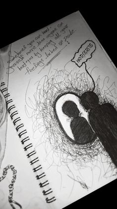 Sketches Of Emotions, Dark Illustration Art Thoughts, Lost In My Own Thoughts Quotes, Sketchbook Ideas Deep Meaning, Art About Emotions, Emotional Draw Ideas, Dark Draw Ideas Sketch, Sketch On Notebook