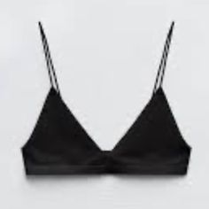 Beautiful Nwt Zara Black Strappy Bra, Sz Medium. Black Cami Bra For Night Out, Black Camisole Bra For Summer, Casual Black Summer Bra, Black Camisole Bra For Spring, Chic Black Bra For Night Out, Black Stretch Bra For Summer, Summer Stretch Black Bra, Summer Black Stretch Bra, Black Triangle Top Bra For Night Out