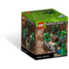 the lego minecraft box is open to show it's contents