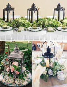 the table is decorated with flowers and candles