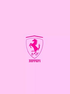 the ferrari logo on a pink background