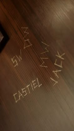 the writing on the table is written in white chalk and has been drawn onto it