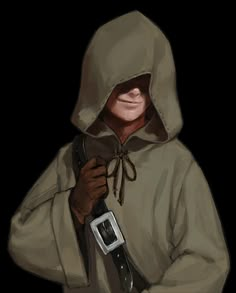 a drawing of a person in a hoodie holding a cell phone and looking at it