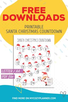 the santa christmas count down game with free printables