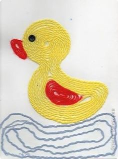 a drawing of a yellow rubber duck floating on water