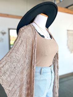 For those days when we wish we could layer on cardigans and dusters, but the weather tells you no. A perfect light layer to pretend it's Fall! A lightweight kimono with MAJOR boho vibes! Specs taken from size Small/Medium: Length: 45.5" Material: 55% Cotton// 45% Polyester Knit Kimono, Dusters, Those Days, Boho Vibe, It's Fall, Medium Length, Cardigans, Knitting