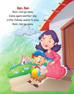 an illustration of a mother and her son playing in the rain