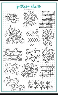 the pattern ideas book is shown in black and white, with different designs on it