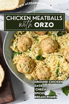 Chicken Meatballs with Orzo Chicken Meatballs With Orzo, Creamy Parmesan Orzo, Easy Chicken Meatballs, Parmesan Orzo, Creamy Orzo, Yogurt Marinated Chicken, Fall Meal, Baked Chicken Tenders