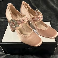 Never Worn Pink Satin Mary Janes Nine West Shoes, Wear Pink, Pink Satin, Nine West, Mary Janes, Shoes Women Heels, Shoes Heels, Satin, Women Shoes