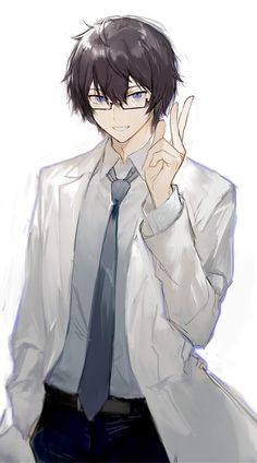 a man in a suit and tie making the v sign with his hand while wearing glasses