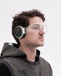 a man with headphones on his ears