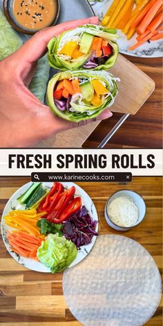 fresh spring rolls with carrots, lettuce and other vegetables