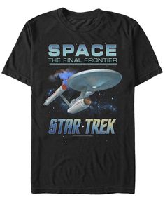 a black t - shirt that says space the final frontier star trek