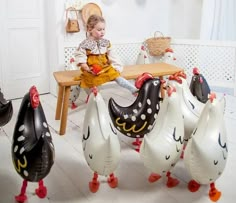 Chicken Balloons, Standing Farm Animal Balloons, No Helium Needed, White Chicken Balloons, Black Rooster Balloons - Etsy Chicken Balloon, Easter Egg Hunt Party, Farm Themed Party, 1st Birthday Balloons, Farm Animal Party, Farm Kids, Farm Birthday Party, Party Animals, Farm Party