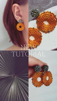 an image of earrings made out of beading and beads with the words new tutorial written