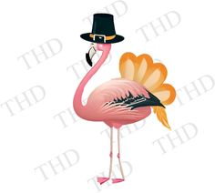 a pink flamingo wearing a top hat