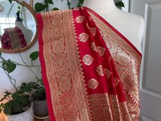 This listing is for a full art silk sari from India. Saree is a 5 meter piece of fabric with the width of 44 inches, that is wrapped around your body in a specific fashion depending on which region the style originates from.  To understand more about the parts of the saree please refer to this link - http://www.kamat.com/kalranga/attire/saree/guide.htm If you have any questions please message me! You can use this sari as fabric to make your own items, cut it up and frame it or might as well lear Banarasi Silk Blouse Piece For Festivals, Traditional Drape Blouse Piece With Pallu For Rituals, Festive Saree Blouse Piece For Rituals, Blouse Piece With Pallu For Diwali Rituals, Festive Zari Work Blouse Piece For Rituals, Banarasi Silk Blouse Piece For Navratri Rituals, Bollywood Blouse Piece With Zari Weaving For Rituals, Navratri Banarasi Silk Blouse Piece For Rituals, Bollywood Style Blouse Piece With Zari Weaving For Rituals