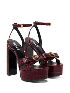 Atelier Versace 2000s, Heels Versace, Ribbon Sandals, Shoes Closet, Versace Women, Versace Style, Dr Shoes, Fashion Shoes Heels, Shoes Heels Classy