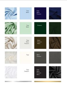 an image of different color swatches for the same fabric size as shown in this page