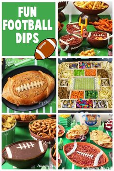 a football themed party with snacks and desserts