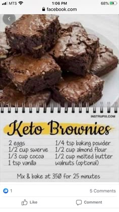 a recipe for keto brownies on the app