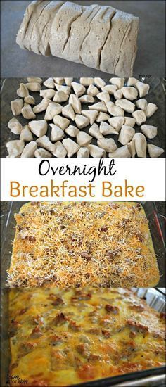 breakfast bake with bread and eggs in the middle, then topped with melted cheese