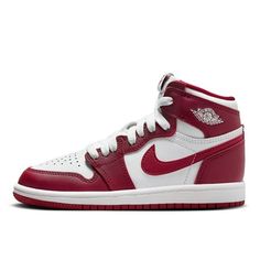 Preschool Jordan 1 Retro High OG "Artisanal Red" White/Team Red Size: 13.  Gender: unisex.  Age Group: kids. Red Nike Jordans, University Red Synthetic Basketball Shoes With Round Toe, Red Sporty High-top Sneakers, Casual University Red Lace-up Jordan Shoes, Casual Jordan Training Shoes With Rubber Sole, Red Breathable Sneakers With Round Toe, University Red Basketball Shoes With Rubber Sole, Red Breathable Jordan Shoes For Training, University Red Casual Basketball Shoes With Round Toe