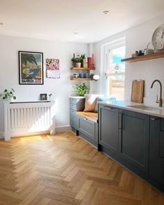 the kitchen is clean and ready to be used as a dining room or living room