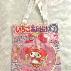 Super Cute Pink My Melody Hand/Shoulder Tote Canvas Bag Brand New Without Tag My Melody With Basket In Pink Forest Magazine Cover Design In Front Back Is White Design In Front Is A Little Blurry, But Still Super Cute! Discounted Price For This Flaw Approx. 13 In.W X 14 In. H (23.75 In. H With Hand Strap) Material: Canvas Makes For A Great Gift! Reusable, Washable, Great For Grocery Shopping, Other Shopping, Books, And Personal Items Can Be Used As A Shoulder Bag Or Handbag 3rd Picture Shows An E Pink Kawaii Bag With Cute Design, Pink Harajuku Style Shoulder Bag With Cute Design, Cute Pink Shoulder Bag For Travel, Pink Kawaii Bags For Daily Use, Pink Kawaii Bags For Everyday, Travel Shoulder Bag In Pink With Hello Kitty Print, Cute Hello Kitty Print Shoulder Bag, Kawaii Pink Bag For Gift, Pink Shoulder Bag With Cute Design For Everyday Use