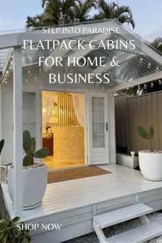 Outdoor Studio Shed, Outdoor Yoga Studio Backyard Retreat, Tiny House Massage Studio, Covered Courtyard Ideas, Studio Building Design, She Shed Massage Studio, She Shed Spa Ideas, Detached Office Backyard Studio, Diy Kitchenette Ideas