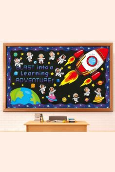 112 Pieces Outer Space Bulletin Board Classroom Decorations Set Galaxy Astronaut Paper Cutouts for Posting Photos-Blast Into a Learning Adventure- Cutout for School Classroom Chalkboard Wall Decor Supplies Planets Classroom Decor, Space Display Classroom, Bulletin Board Space Theme, Astronaut Classroom Theme, Classroom Space Theme Decor, Astronaut Bulletin Board, Outer Space Bulletin Boards, Space Themed Classroom Ideas, Space Bulletin Board Ideas