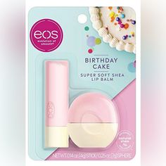 Eos Birthday Cake Smooth Lip Balm Net Wt. 0.14 Oz (4g) Stick/ 0.25 Oz. (7g) Sphere Discover A Lip Balm That’s Natural And Delicious. Our Sweet And Yummy Birthday Cake Flavor Tastes Like A Celebration Of Vanilla Cake, Buttercream Icing And Rainbow Sprinkles And You’re The Guest Of Honor. Our Natural Shea, Dermatologist-Recommended Lip Balm Is Formulated For Sensitive Skin And Made With Soothing Shea Butter, Weightless Coconut Oil, And Protective Antioxidants. Eos Lip Balms Use Sustainably Sourced Lip Balm Eos Products, Eos Birthday Cake Lip Balm, Balm Recipe, Birthday Cake Flavors, Holiday Lip, Lip Balm Stick, Lip Balm Collection, Lip Balm Recipes, Cake Buttercream