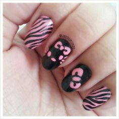 Hello Kitty Scene Nails, Nails Emo, Pink Black Nails, Lily Nails, Kitty Nails, Punk Nails, Gothic Nails, Summer Toe Nails