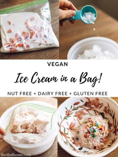 vegan ice cream in a bag with text overlay